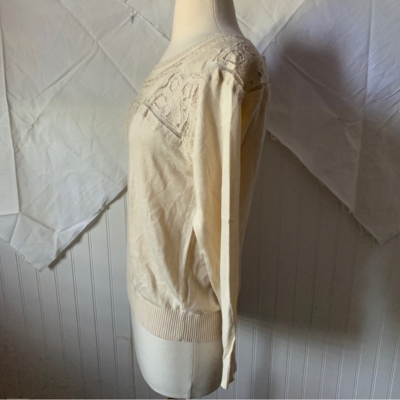 Celyn B. Elisabetta Franchi Ivory Lace Cut Outs Sweater IT 40 US 6 Sz Sm - Picture 4 of 13